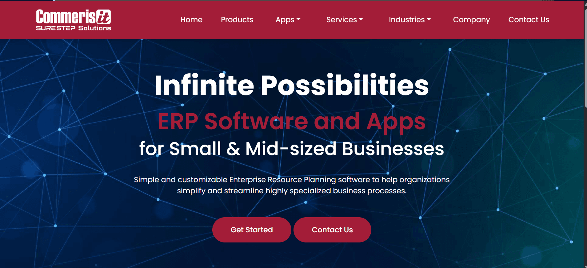 Commeris.com — main view of the delivered platform